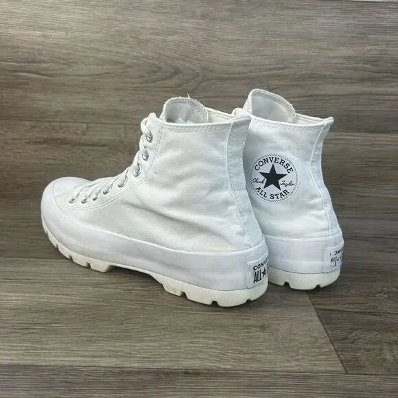 Converse Chuck Taylor Women's 9 All Star Hi Top Platform Sneakers White Lugged - Picture 6 of 9